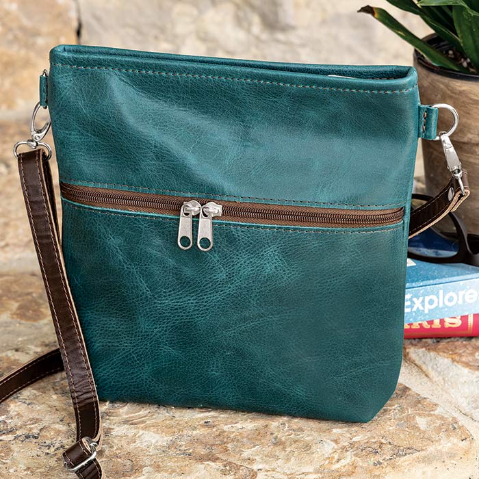Productive Unarmed President Teal Leather Crossbody Bag: Olive & Cocoa