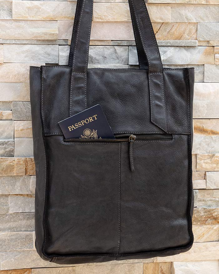 Charcoal Leather Tote, All Gifts: Olive & Cocoa, LLC