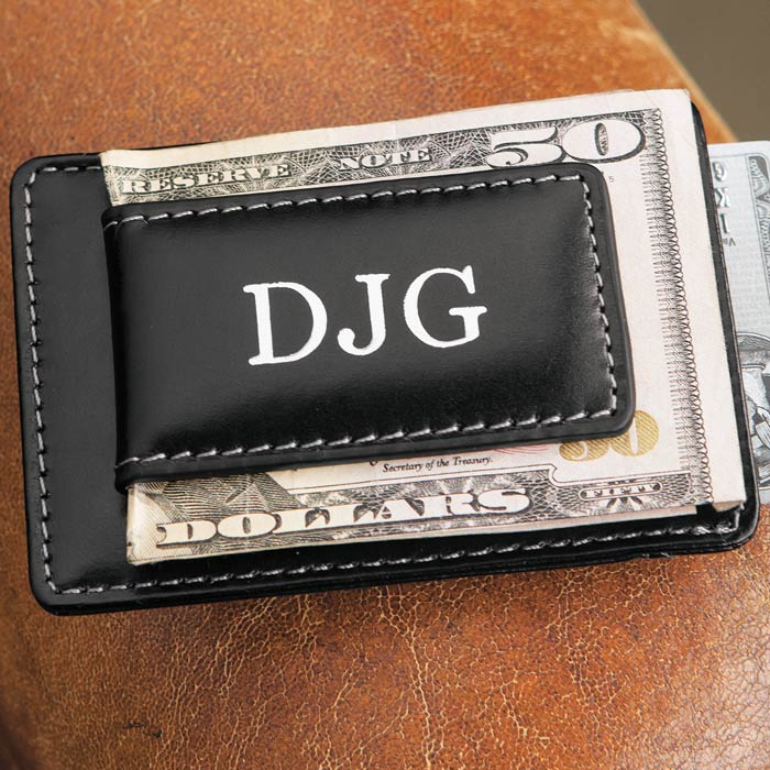 Mongorammed Leather Money Clip Wallet